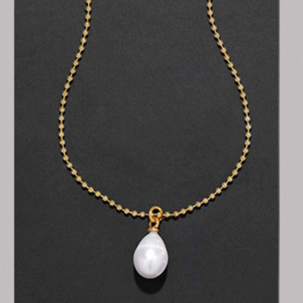 ALEXIS BITTAR • Molten Gold La Perla Pearl Solitaire Ball Chain Necklace